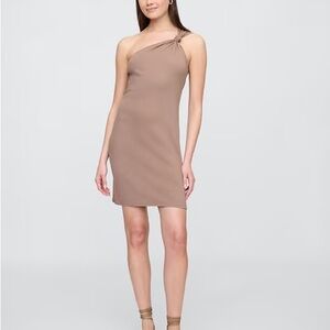 GAP One-Shoulder Midi Dress in Taupe